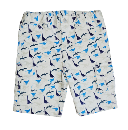 Blue and Grey Dinosaur Print Boys Cargo Shorts