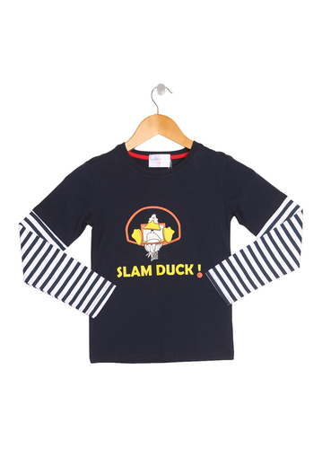 Blue 'Slam Duck' Striped Long Sleeve Boys Top