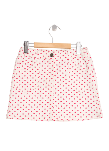 Girls Heart Print Denim Miniskirt